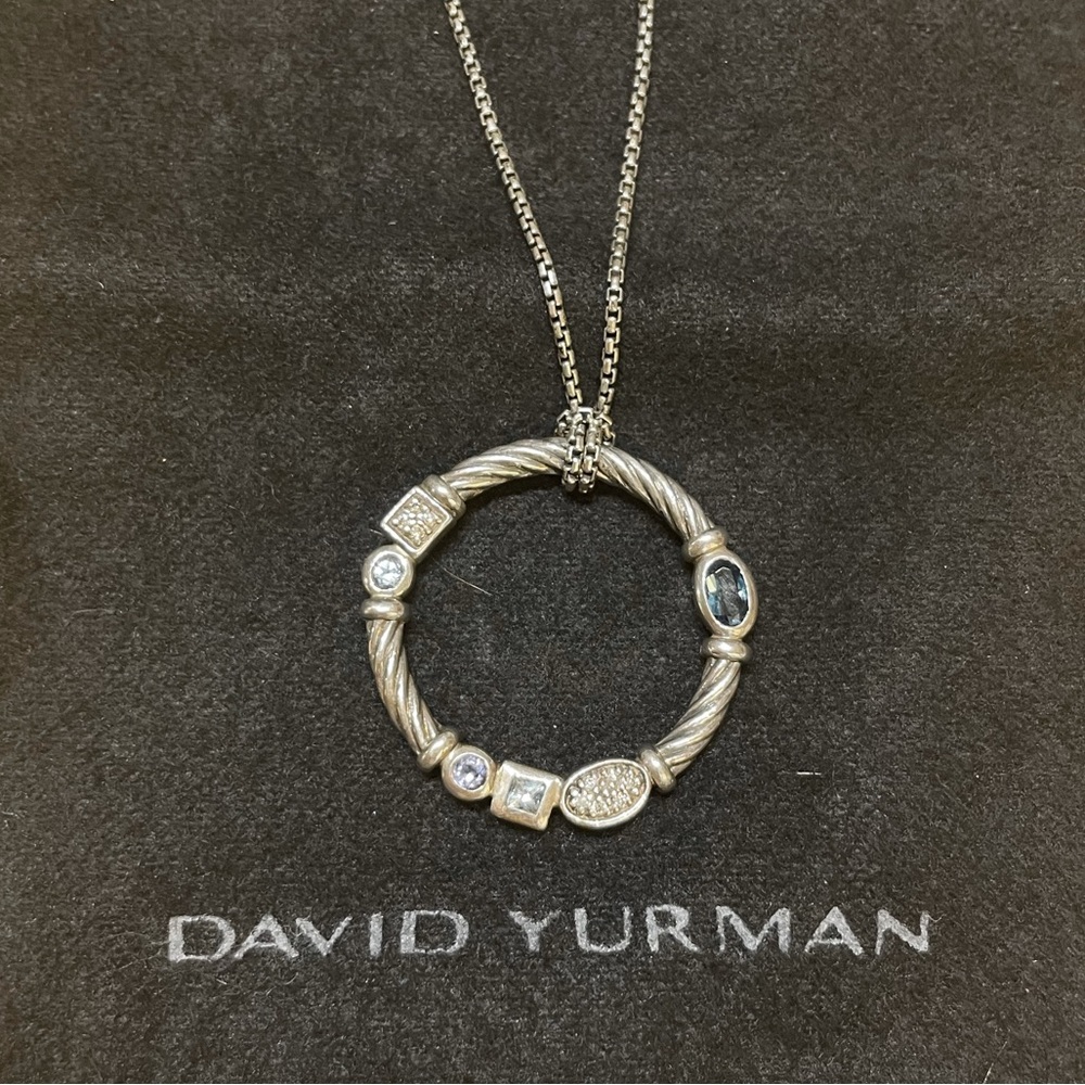 David Yurman Pendant Necklace | Confetti Circle Gemstone and Diamonds